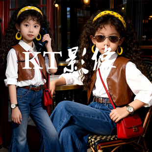 女童模特复古港风主题舞台走秀潮服儿童摄影创意艺术写真表演出服