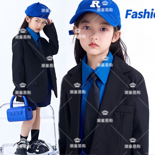 儿童幼儿园克莱因蓝舞T台走秀表演出潮服装女童模特主题造型写真