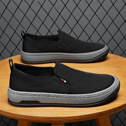 Тканевая зимняя дышащая обувь, черные кроссовки для отдыха, шелковые рабочие слипоны, туфли