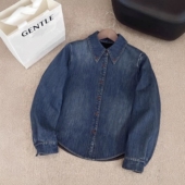 秋冬爆款 女装 超好看叠穿上衣 设计感加绒加厚牛仔衬衫 小个子时尚