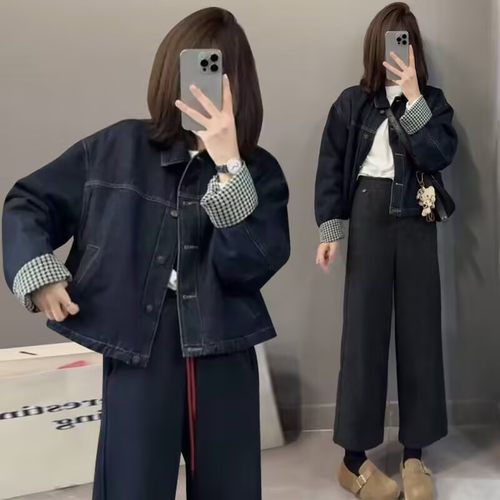 爆款小个子加棉加厚牛仔短外套