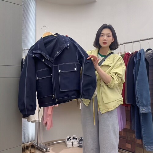 小个子韩版时尚立领工装短款外套