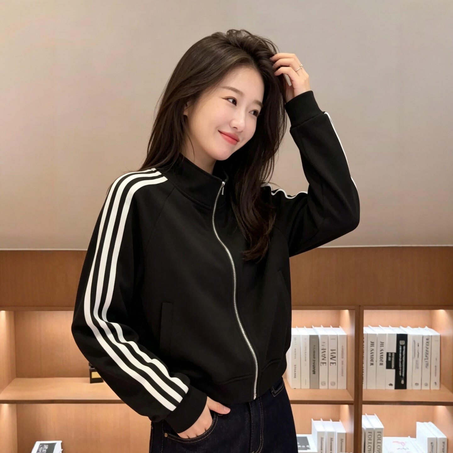 美式立领三条杠棒球服短外套女装2026秋季爆款小个子休闲显瘦上衣