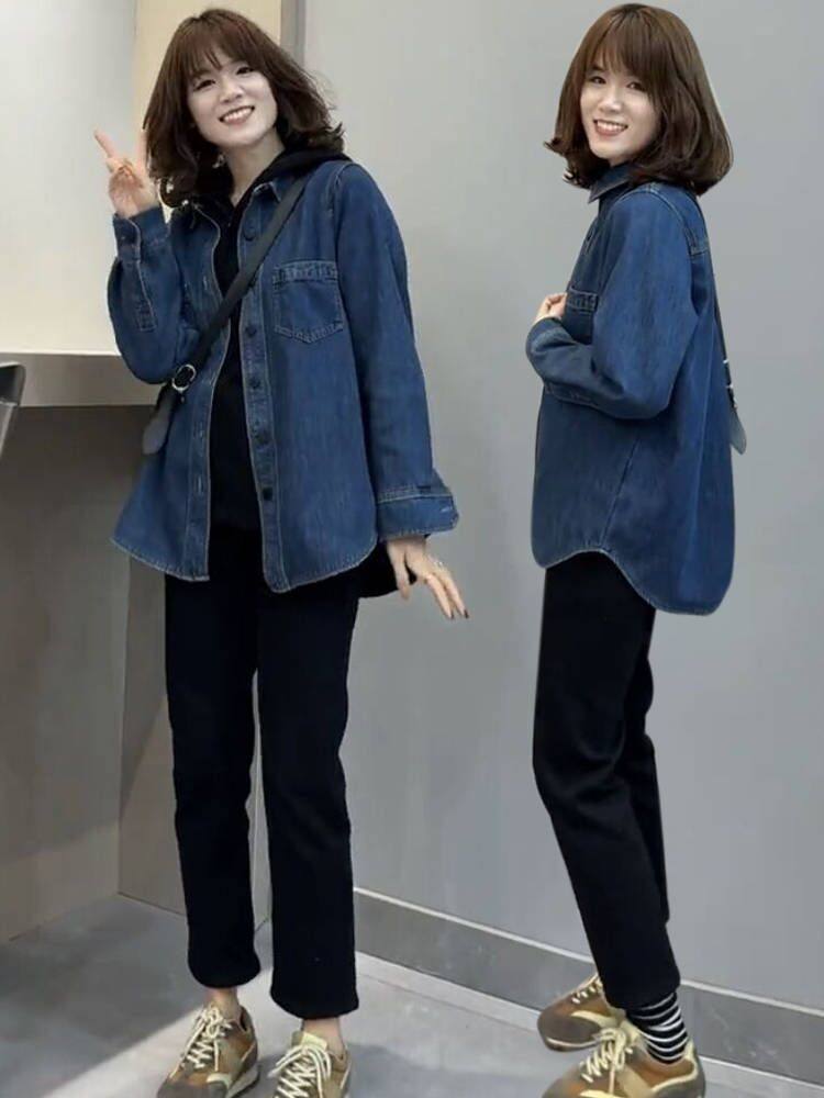 加绒牛仔衬衫新款加厚外套