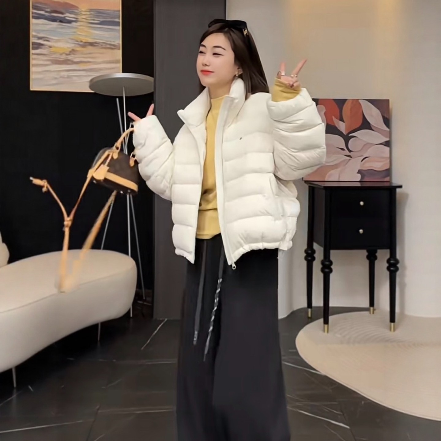 时尚超好看立领排骨白鸭绒羽绒服女装2025冬季爆款洋气保暖短外套,女装/女士精品,羽绒服,淘宝优惠券,粉丝福利购,淘宝优惠卷