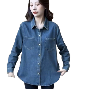 2026春季新款时尚休闲牛仔衬衫女流行叠穿衬衣薄款外套上衣