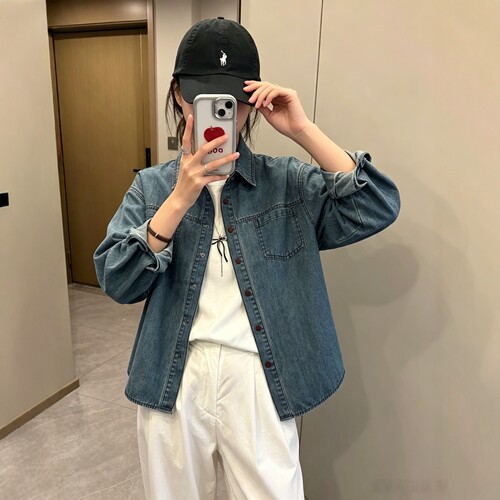 小个子短款时尚高级感牛仔衬衫