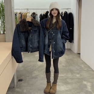 爆款高级感加棉加厚牛仔外套女装冬季韩系时尚洋气超好看棉服上衣