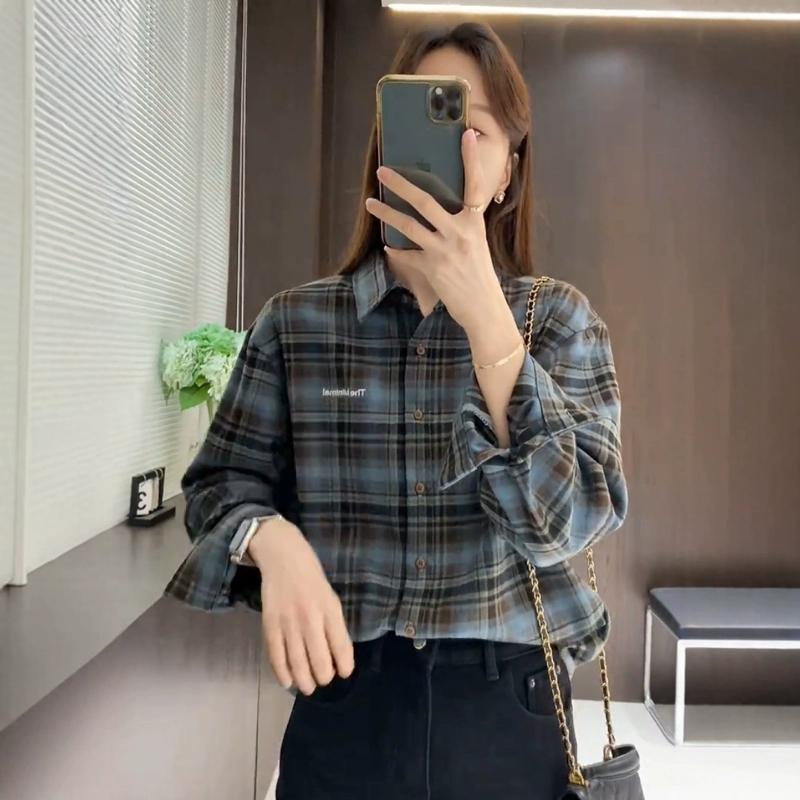 秋冬爆款磨毛格子衬衫外套