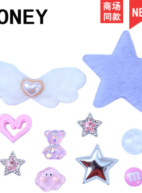 高级感适配洞洞鞋鞋花DIY配饰可拆卸鞋扣纽扣紫色星系列配件材料