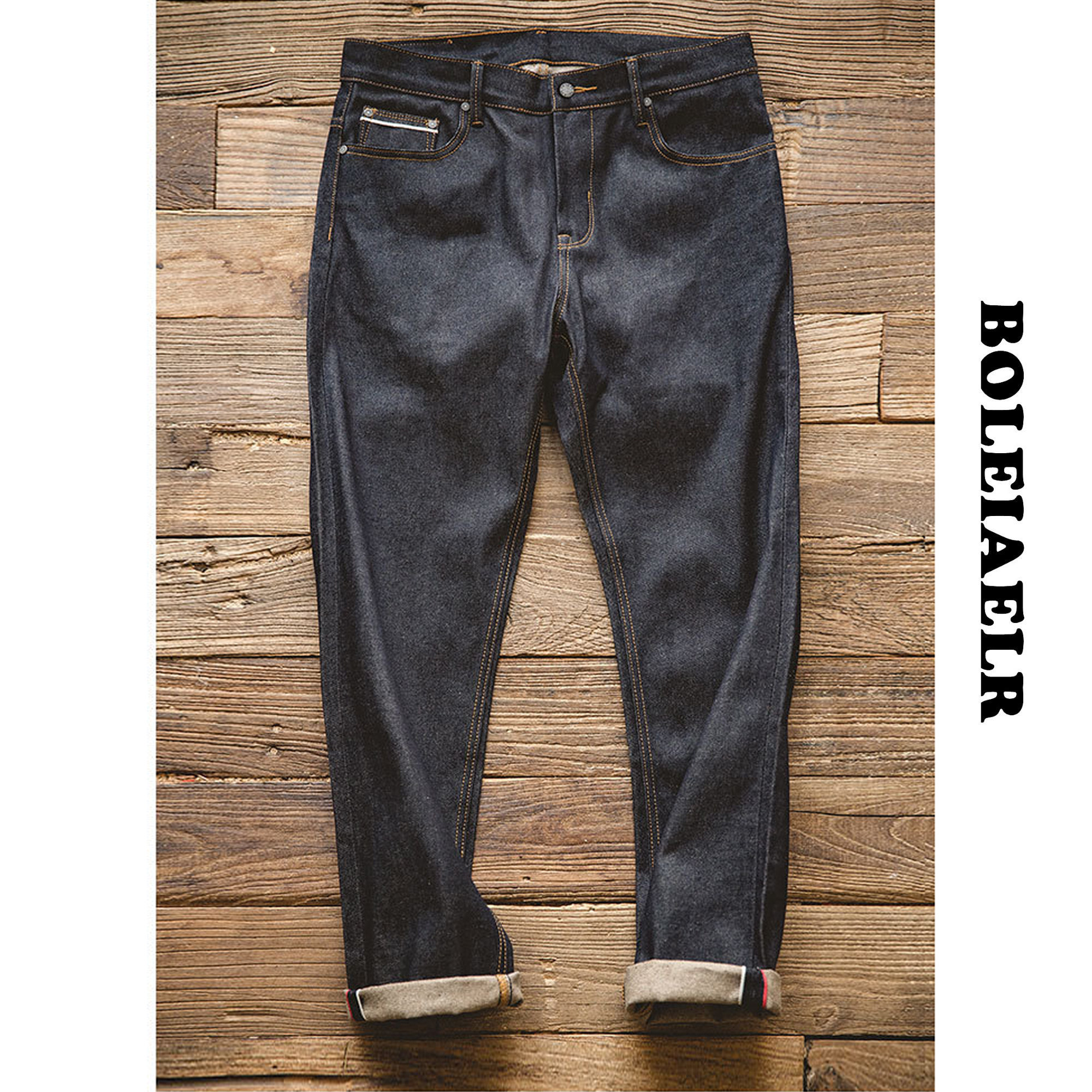 秋冬新款 阿美咔叽复古重磅原浆赤耳原牛牛仔裤男丹宁直筒长裤子