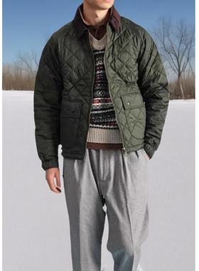 冬装保暖复古灯芯绒Dom绗缝菱格棉衣棉服Liddesdale棉夹克外套男