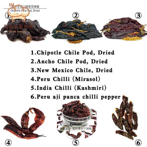 辣椒Chipotle/Ancho/Arbol/Mirasol/pasilla/panca/Guajillo