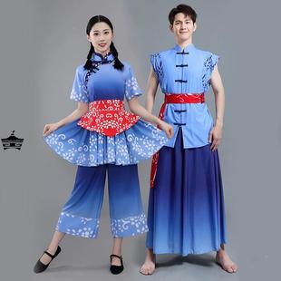 新款村姑乡村丰收节南泥湾采茶扇子舞斗笠舞秧歌服舞蹈演出服男女