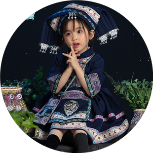 少数民族服装儿童国庆节女服饰壮族壮服新款名族洛丽塔女童公主裙