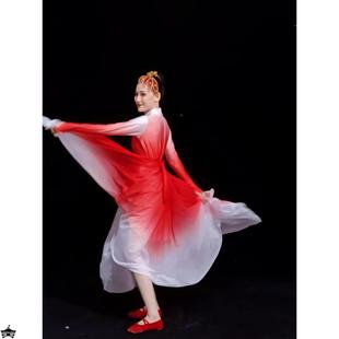 元旦开场舞大摆裙舞台演出服装灯火里的中国扇子舞蹈服渐变表演服