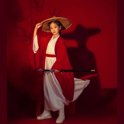 汉服女童花木兰演出服中国风女侠走秀儿童古装超仙女孩古典国学服