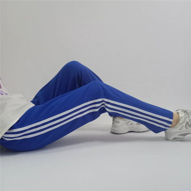 校服裤子男女直筒宽松高中小学生运动长裤三白条三道杠宝蓝色校裤