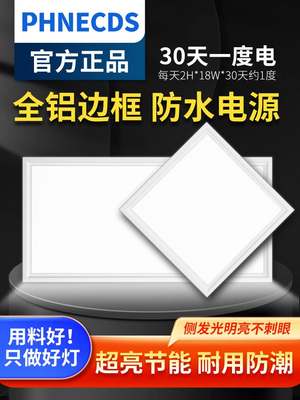 集成吊顶led灯厨房卫生间铝扣板嵌入式吸顶灯30x30x300x600平板灯