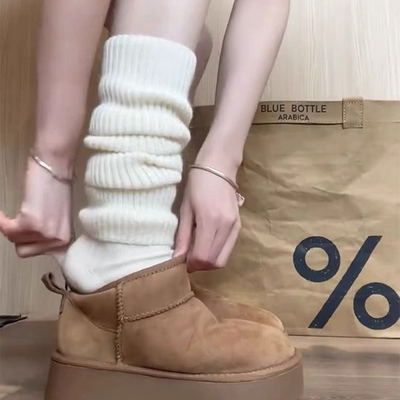 白色堆堆袜套女秋冬季针织腿套