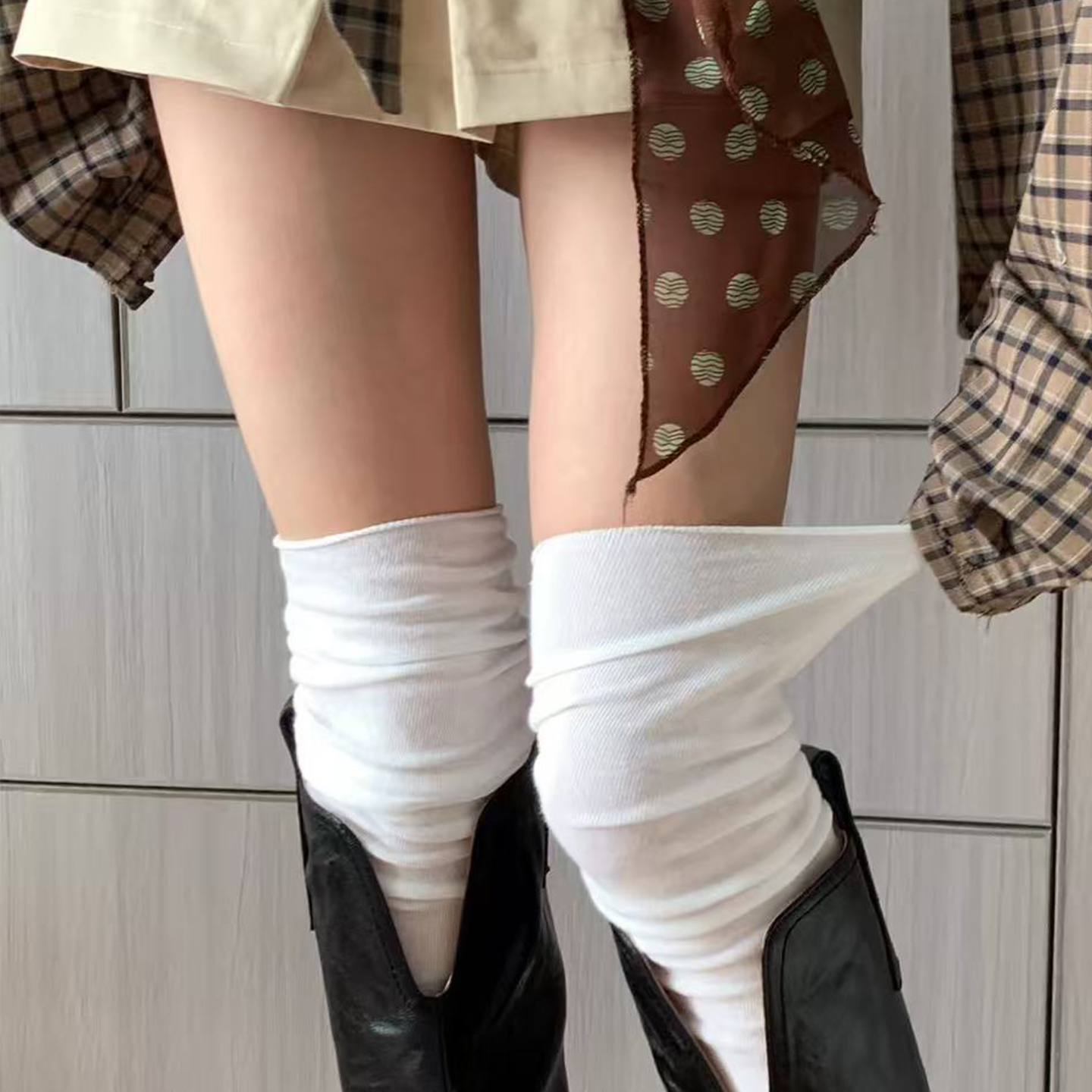 白色过膝袜子女秋季新款高筒不勒