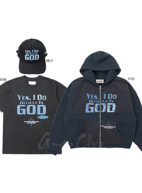 FotiGmanClub ERD忧伤的富二代同款复古做旧连帽开衫卫衣短袖帽子