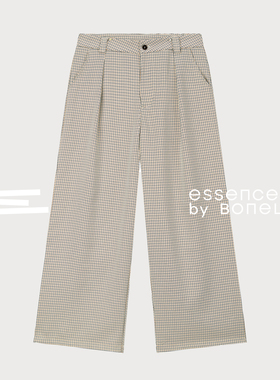千鸟格阔腿休闲长裤打褶长裤百搭裤子支线Essence by BONELESS