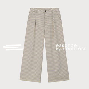 千鸟格阔腿休闲长裤打褶长裤百搭裤子支线Essence by BONELESS