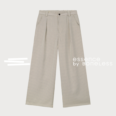 千鸟格阔腿休闲长裤打褶长裤百搭裤子支线Essence by BONELESS