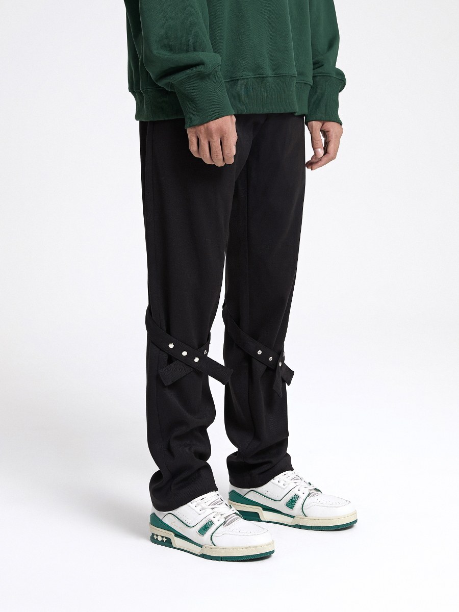 BONELESS 2020AW heavy three-dimensional cut straight loose strap western pants men's high street trousers tide brand