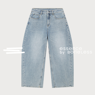 复古水洗阔腿拖地牛仔裤休闲弯刀长裤支线Essence by BONELESS