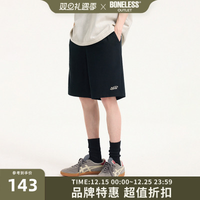 BONELESS2025新款立体刺绣LOGO速干纯棉短裤夏季凉感男士休闲裤