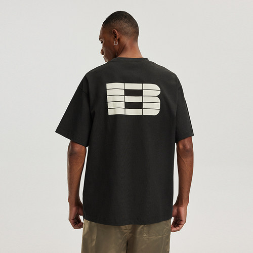 BONELESS发泡擦绒B字半袖体恤