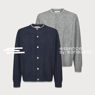 北极绒撞色缝线复古高级针织衫开衫毛衣支线Essence by BONELESS