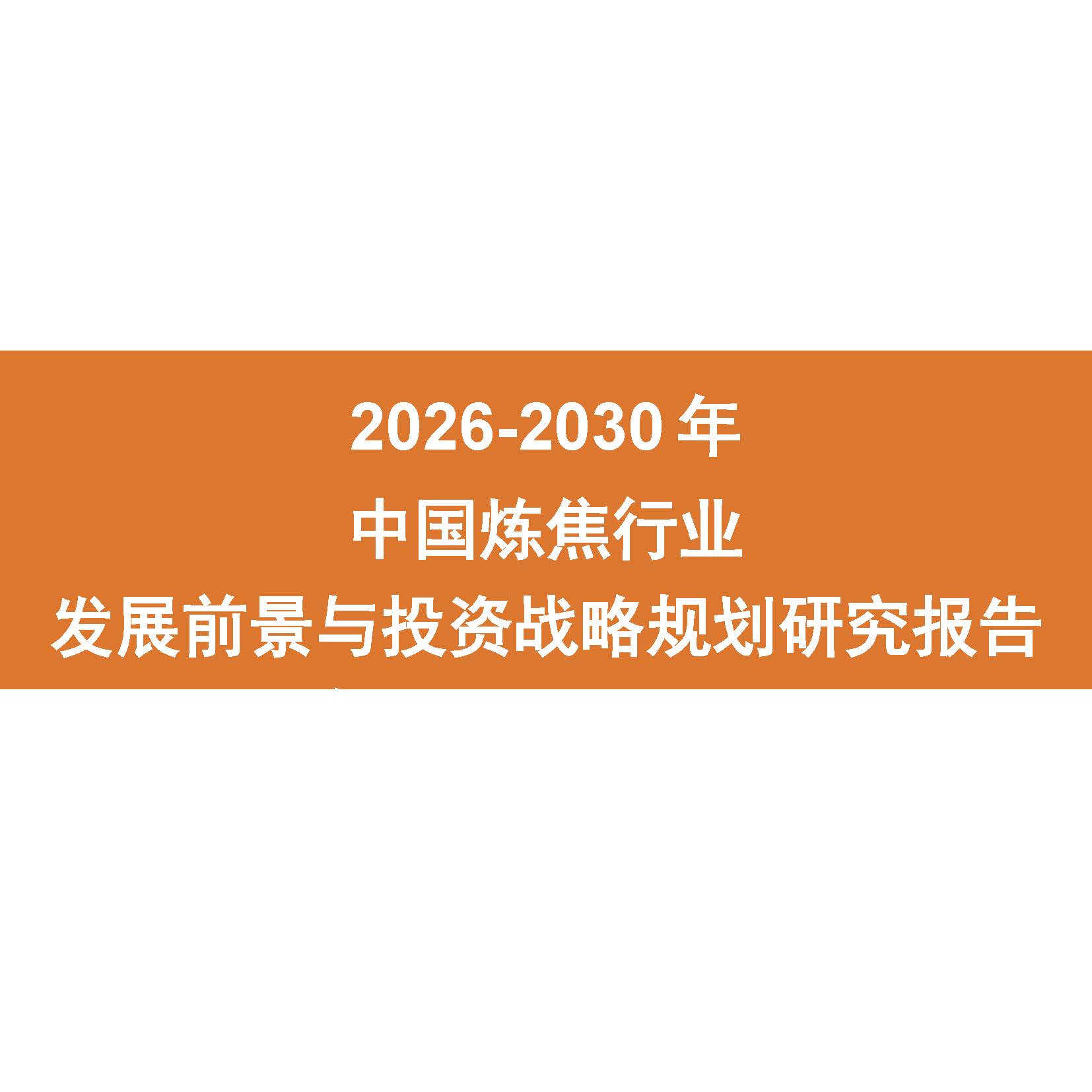 2026-2030年中国炼焦行业发展前景与投资战略规划研究报告
