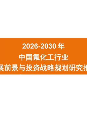 2026-2030年中国氟化工行业发展前景与投资战略规划研究报告