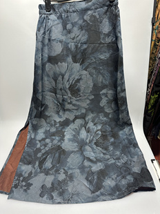 100桑蚕丝香云纱蓝色花半裙 臀围106 裙长83