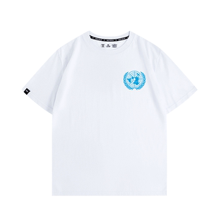 定制联合国United Nations周边维和纪念款logo印字纯棉短袖夏T恤
