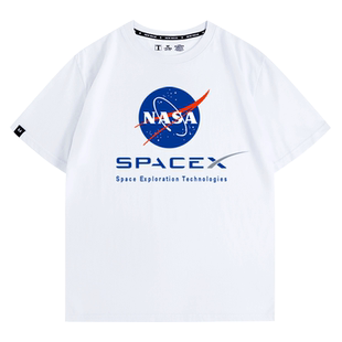 太空探索公司spacex火箭猎鹰9飞船宇航员周边t恤NASA短袖男纯棉夏