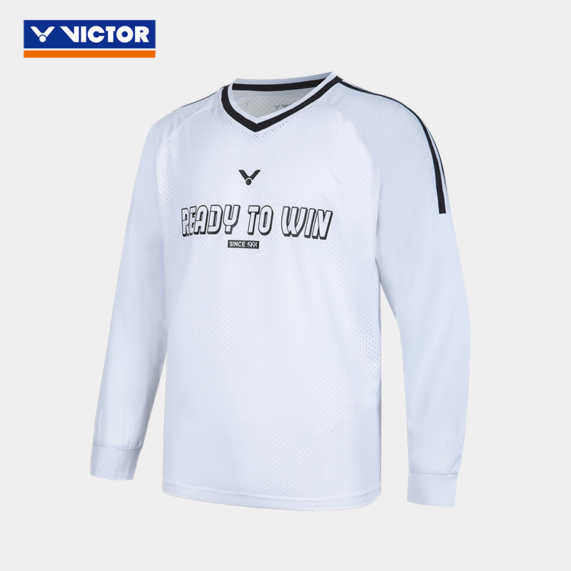 VICTOR/威克多官方复古网眼抗菌透气羽毛球针织运动长袖 T-55102