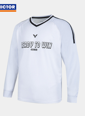 VICTOR/威克多官方复古网眼抗菌透气羽毛球针织运动长袖 T-55102