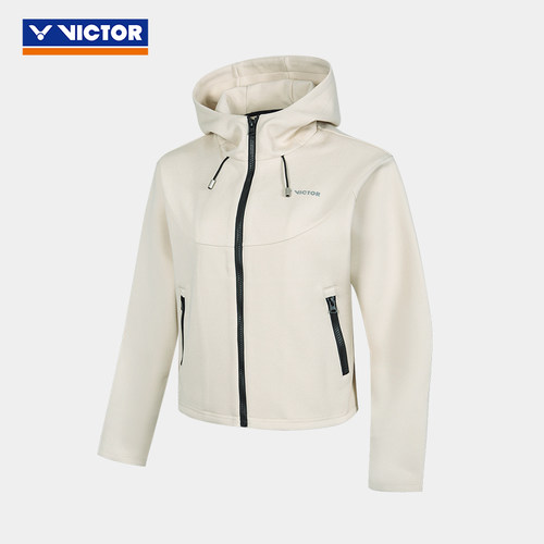 VICTOR/威克多官方秋季女子羽毛球服生活系列针织连帽外套J-56602