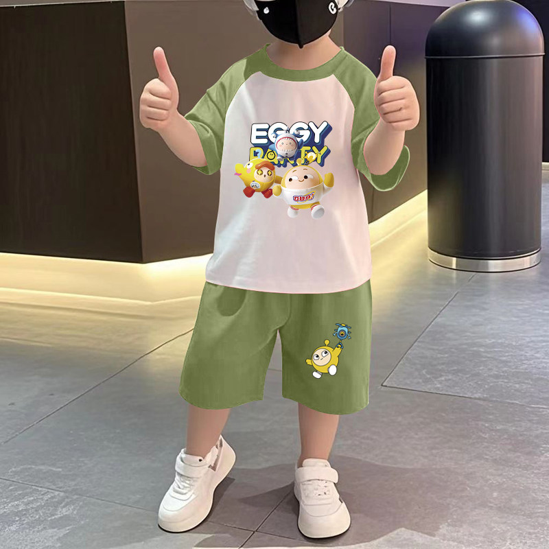 小孩子夏天衣服纯棉儿童短袖T恤五分裤宝宝两件套新款洋气中小童