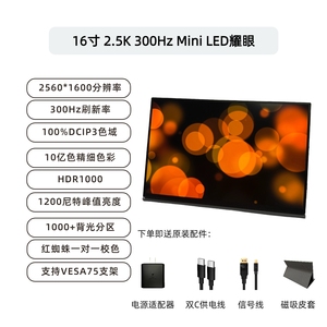 16寸便携屏miniled 300Hz刷新率 CNC一体工艺 HDR1000 ACR防眩光