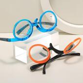 饰弹簧腿显年轻阅读镜 装 可下翻化妆老花镜欧美时尚 多彩色圆形个性