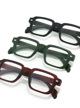 磨砂质感方框老花镜复古红绿色中老年人阅读老光简约时尚远视镜潮