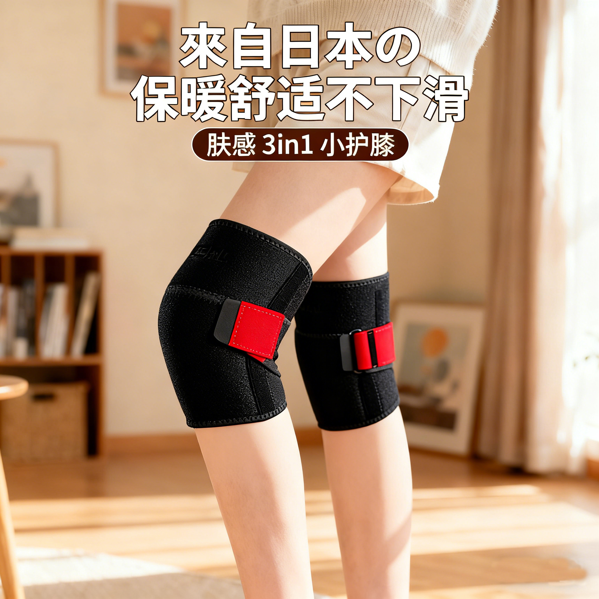 护膝半月板损伤专用关节保暖积液髌骨带运动防护老人男女护具日本