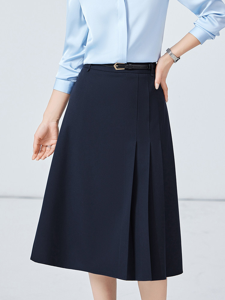 藏青色半身裙女2026新款小个子垂坠感职业通勤面试a字西装工装裙