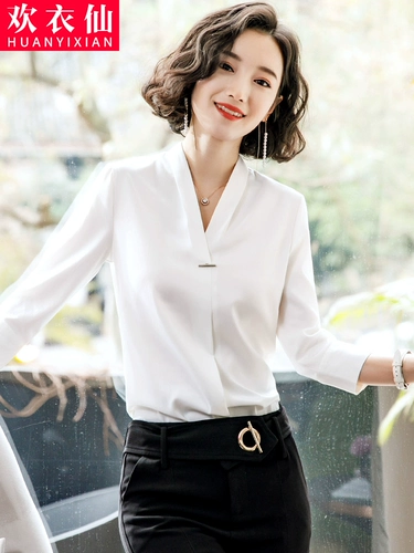 Рубашка, базовый приятный телу осенний костюм, V-образный вырез