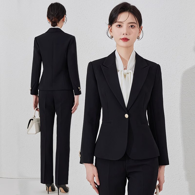 黑色西装套装女面试职业正装高级感小个子气质修身西服外套工作服